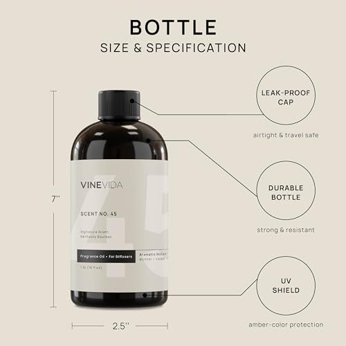 VINEVIDA [16 Fl Oz] Kentucky Bourbon Fragrance Oil for Cold Air Diffusers, Essential Oils for Diffuser Oil