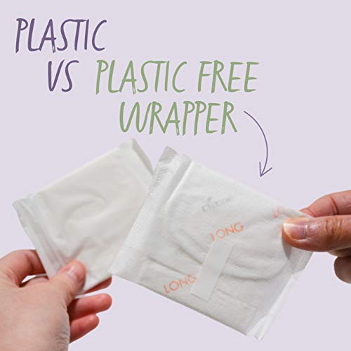 Claene Organic Cotton Cover Pads, Menstrual Large&Overnight Pads for Women, Unscented, Breathable