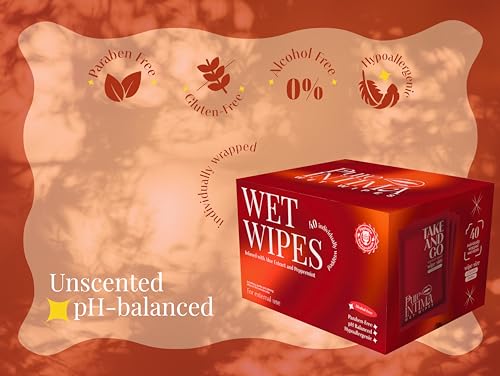 Feminine Wipes - Flushable Wet Wipes - Individually Wrapped 40 Units - pH Balanced- Alcohol-Free