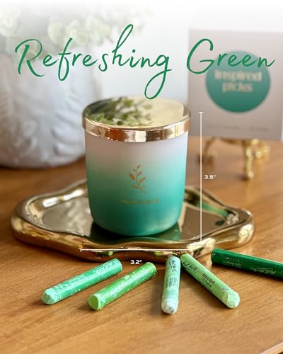 Inspired Picks Refreshing Green Candle – Wood Sage & Sea Salt w/Gold Stemmed Leaves Symbol