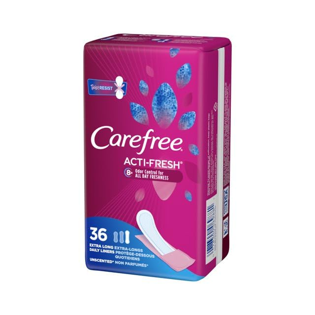 Carefree Liners Extra Long- Pantiliners for Women 36 Count (Pack of 3), Set with Feminine Flushable