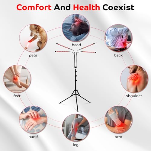 Devowellte Red Light Lamp for Face, 80 LEDs Red Light Lamp Height Free Adjustment Infrared Light