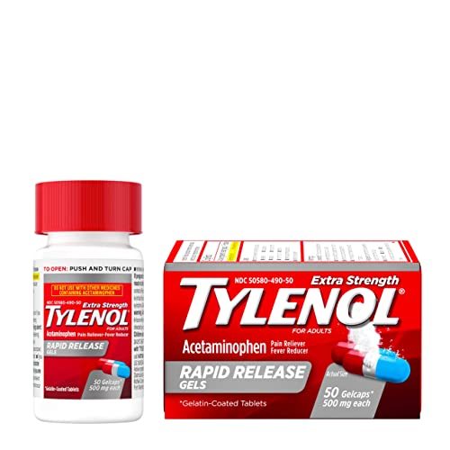 Tylenol Extra Strength Acetaminophen Rapid Release Gels for Pain & Fever, 50 Count