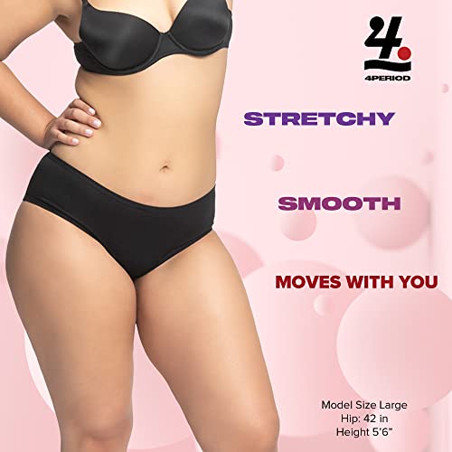 4period High Absorbency for Heavy Flow Period Panties; Leakproof, for Teens and Women (3 Black, X-Large)