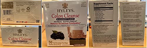 Hyleys Colon Cleanse Tea Blackberry Flavor - 50 Tea Bags (1 Pack)
