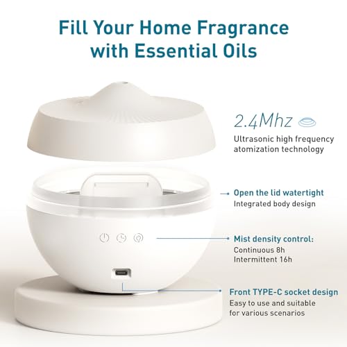 Essential Oil Diffuser, 300ML Quiet Premium Humidifier, Natural Home Fragrance Aroma Diffuser