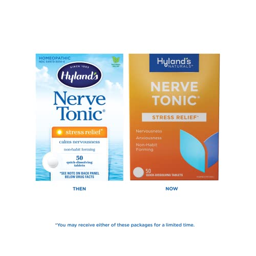 Hyland's Naturals Nerve Tonic Stress Relief Tablets, Natural Relief of Restlessness, Nervousness