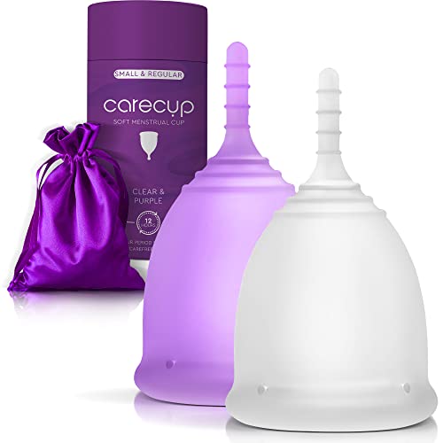 CareCup Menstrual Cups - Set of 2 Reusable Period Cups - Premium Design with Soft