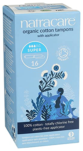 Natracare Organic Cotton Super Tampons with Cardboard Applicator, Plastic Free, Chlorine Free