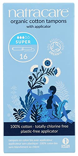 Natracare Organic Cotton Super Tampons with Cardboard Applicator, Plastic Free, Chlorine Free
