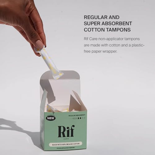 Rif Care Organic Cotton Non Applicator Tampons Regular Absorbency 18 Count