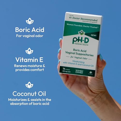 pH-D Feminine Health - Boric Acid Moisturizing Suppository - Woman Owned - for Vaginal Odor