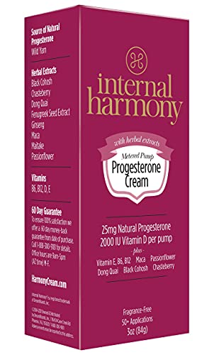 Internal Harmony Progesterone Cream, Contains Natural USP Bioidentical Progesterone