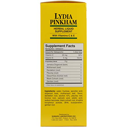 Lydia Pinkham Liquid Herbal Supplement for Menstruation and Menopause Support, 16 Ounce