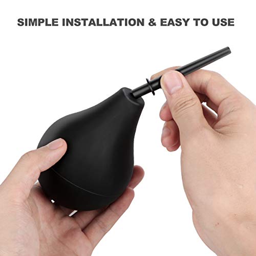 RANEU Enema Bulb Douche Enema Kit for Women & Men with 3 Nozzles (Black, 4 Piece Set)