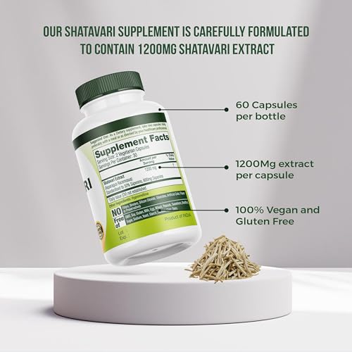 Roar to Life Naturally Shatavari 1200 mg Natural Ayurvedic Vegetarian Capsules Supplement