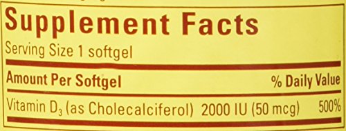 Nature Made, Vitamin D3 2,000 I.U. Liquid Softgels, 250-Count (Pack of 2)