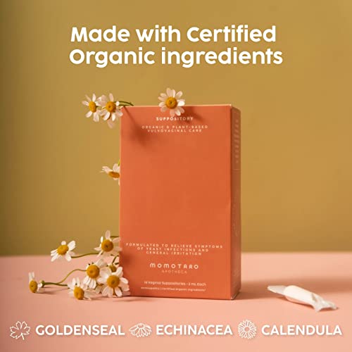 MOMOTARO APOTHECA 14 Organic Vaginal Suppositories Alternative, Fast Acting, Alleviate Dryness