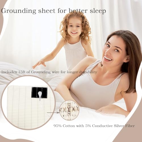 Grounding Sheet, Grounding Mat for Bed with Grounding Cord, Reduce Painful, Inflammation