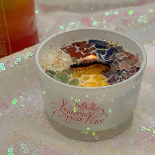 Princess Pippa's Place Healing Candles with Crystals Inside- Natural Soy Wax 7 Stones Crystal Candle Jar