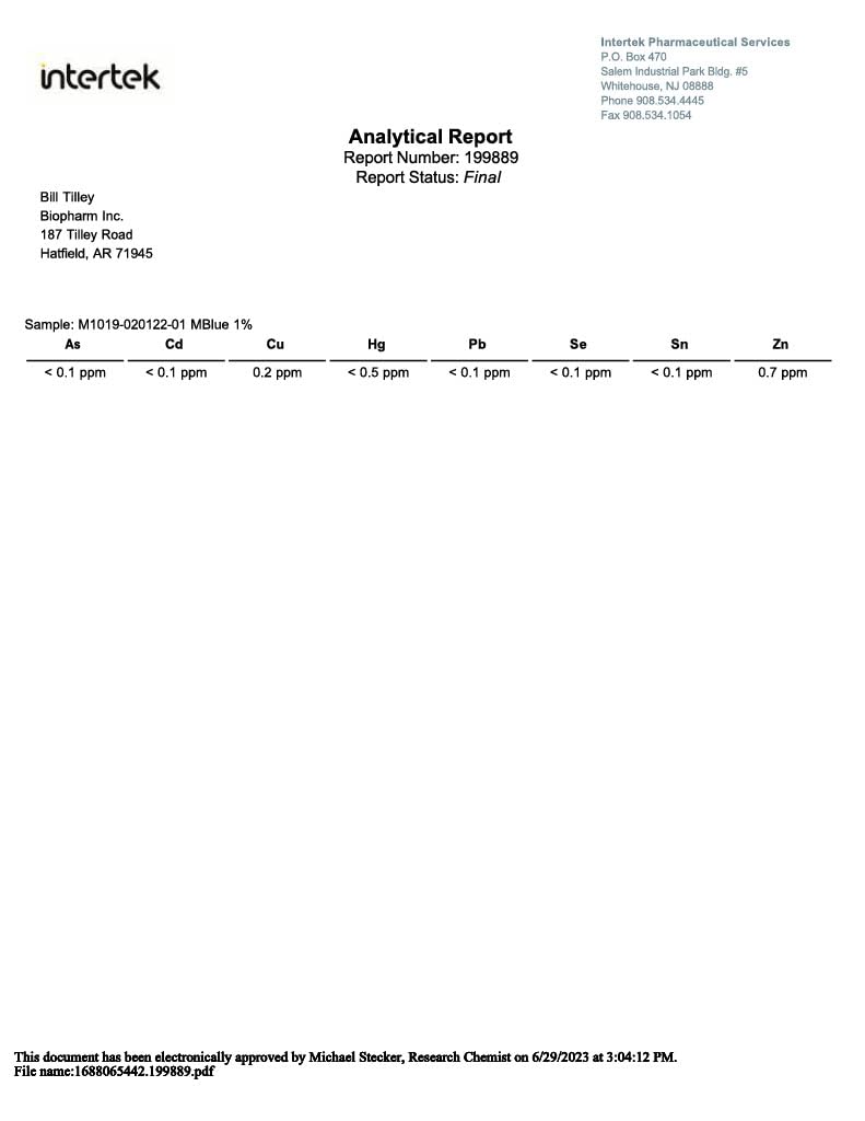 Methylene Blue, 1% USP (Pharmaceutical) Grade, 50 mL (1.69 fl oz) Glass; 3rd Party Tested