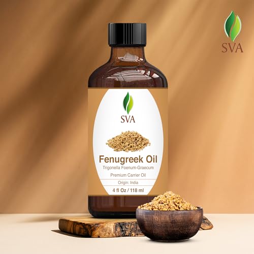 SVA Fenugreek Oil 4oz (118ml) Premium Carrier Oil with Dropper for Hair Care, Hair Oiling, Scalp Massage