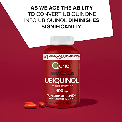 Qunol Mega Ubiquinol CoQ10 100mg Softgels- Superior Absorption - Active form
