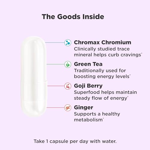 OLLY Combat Cravings, Metabolism & Energy Support Supplement,1000 mcg Chromium