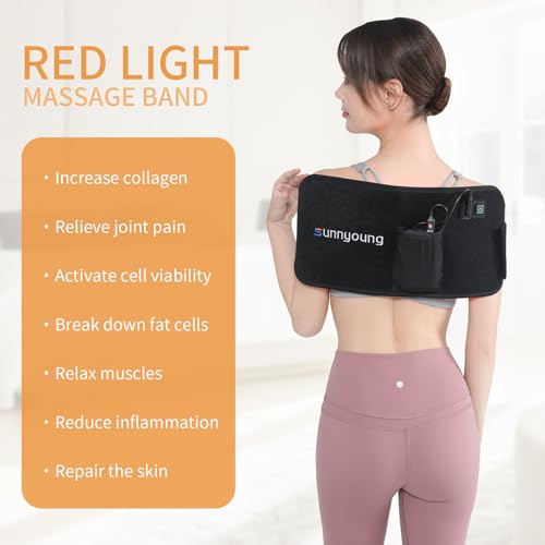 SUNNYOUNG Red Light Therapy Belt, Infrared Light Therapy Wrap Muscle Relaxing Belt with 120 LED Lights