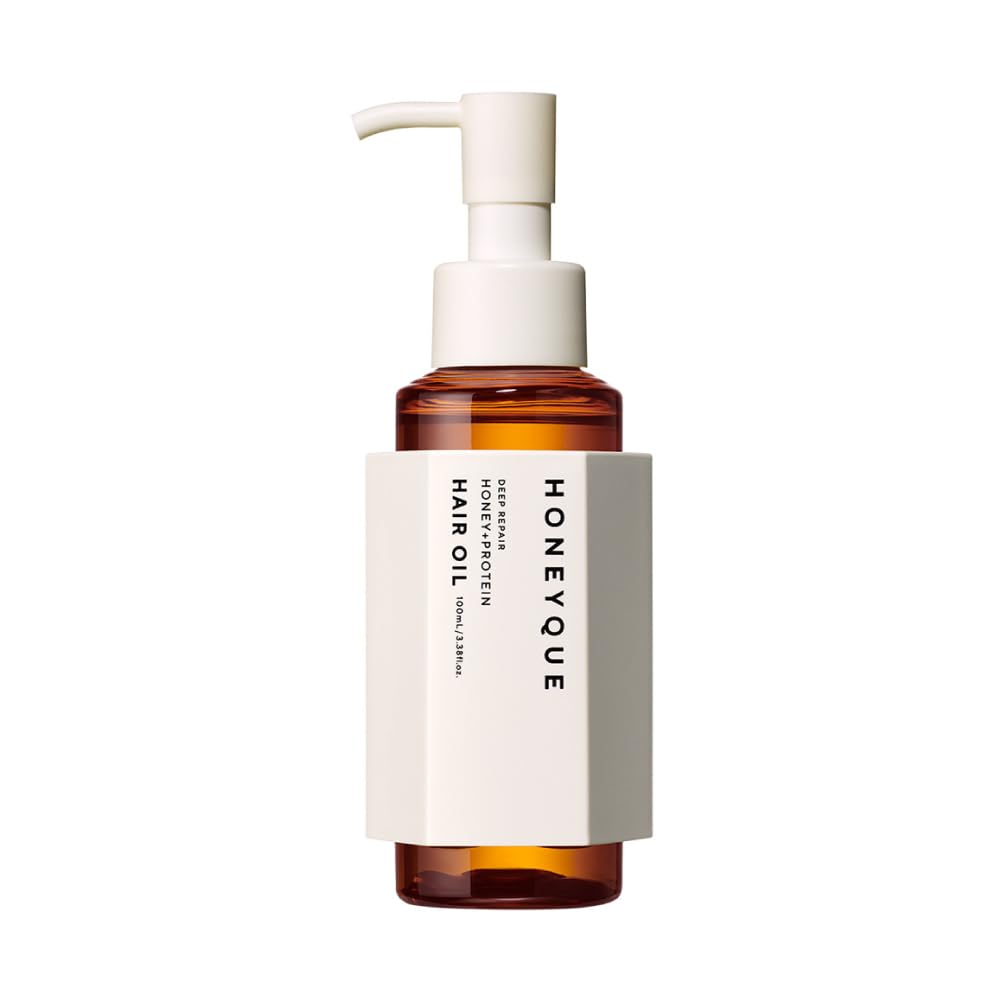 HONEYQUE Deep Repair Honey + Protein Hair Oil Extra Moist 100ml/3.38 fl. oz | Moisturizing 2-Way Hair Oil for Damaged, Frizzy Hair | With Manuka Honey, Keratin, Milk Protein | Japanese Hair Treatment