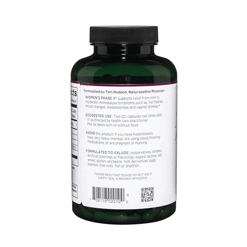 Vitanica Women's Phase II, Menopause Support, Vegan, 180 Capsules