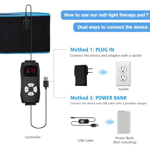 Red Light Therapy Near Infrared Light Therapy Wrap Belt for Body with Timer for Waist Back Shoulder