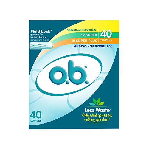 o.b. Tampons Multipack | Non-Applicator Tampon, Unscented | Regular/Super/Super Plus Tampons, 40ct