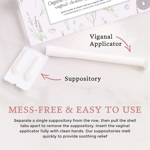 Femallay Lavender and Tea Tree Oil Vaginal Cleansing Suppositories for Hygiene, 100% Natural Melts
