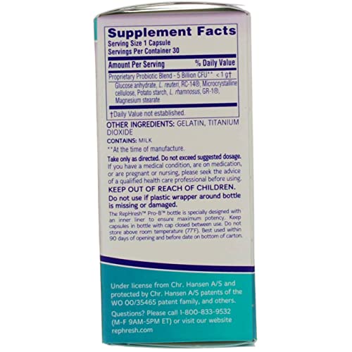 RepHresh Pro-B Vaginal Probiotic Feminine Supplement One Bottle 30 Count