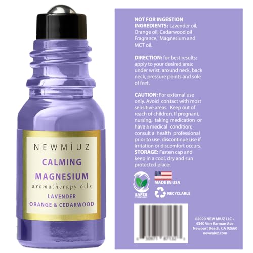 Calm Magnesium Roller Lavender Orange Cedarwood Essential Oil Roll On Calming Aromatherapy Self Care