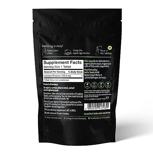 LactoJoy Lactase Pills I 240 Pieces Refill Package I Powerful Lactase Enzymes for Lactose