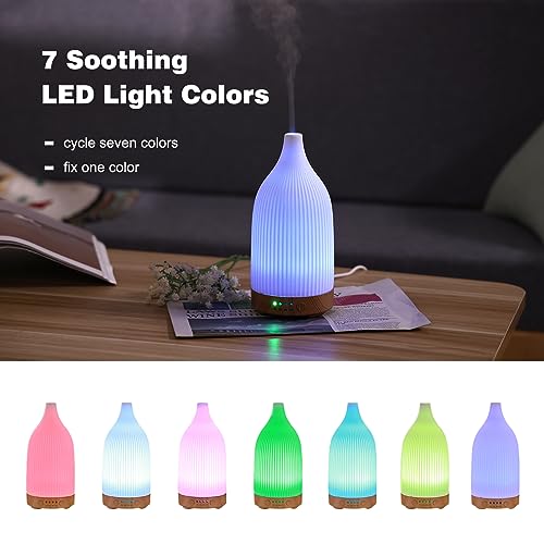 Coolego Ceramic Diffuser, 100ml Essential Oil Diffuser Ultrasonic Cool Mist Aromatherapy Diffuser