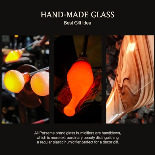 Porseme 100ml Glass Essential Oil Diffuser Aromatherapy Ultrasonic Cool Mist Humidifier 4 Running Hours