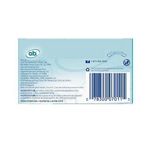 o.b. Tampons Multipack | Non-Applicator Tampon, Unscented | Regular/Super/Super Plus Tampons, 40ct