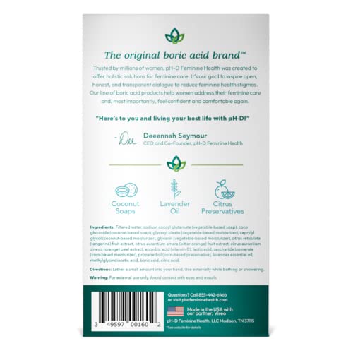 pH-D Feminine Health - Boric Acid Foam Wash - pH-Balanced, Paraben-Free, and Plant-based