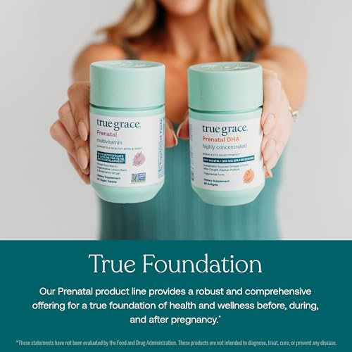 True Grace Prenatal Multivitamin - 60 Vegan Tablets - Supports a Healthy Mom & Baby