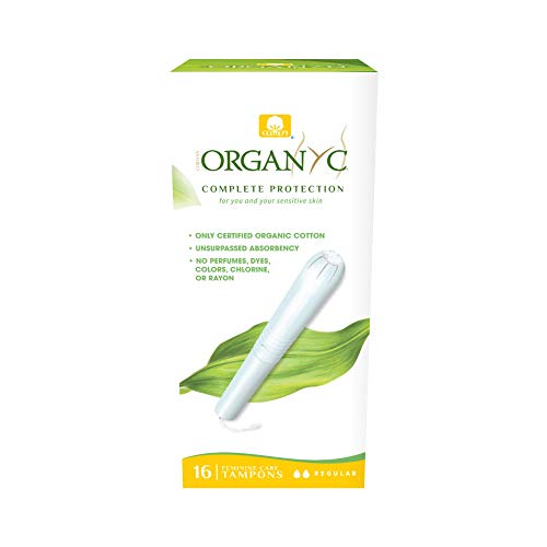 ORGANYC Hypoallergenic 100% Organic Cotton Internal Tampons with Applicator, REGULAR, 16-count