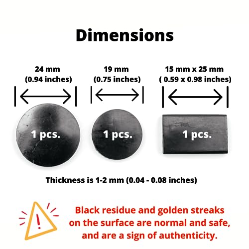 KarelianMasters Shungite Stone Stickers - Natural Stone Adhesive Plates for Phones (Set of 3 Plates)