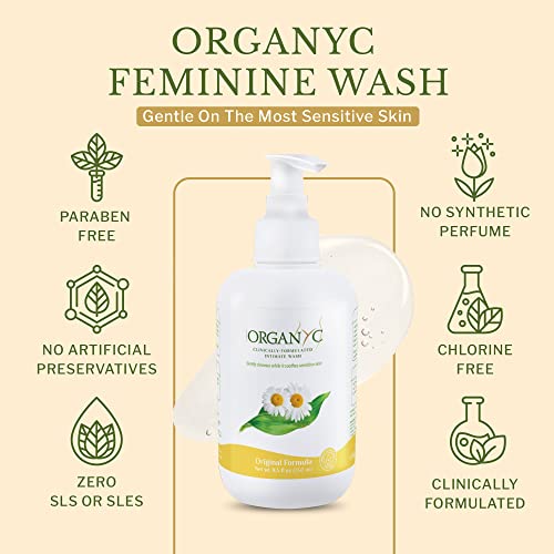 Organyc Feminine Intimate Wash for Sensitive Skin with Chamomile, Free from Chlorine, Parabens
