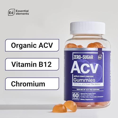 Essential Elements Zero-Sugar ACV Apple Cider Vinegar Gummies from “The Mother”