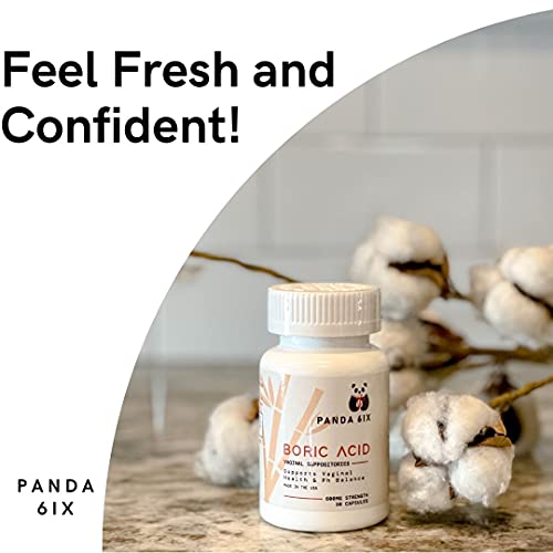 Panda 6ix Boric Acid Vaginal Suppositories 30 Capsules, 600mg Made in The USA- Feminine Health Support