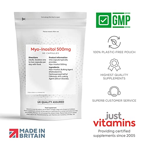 Myo-Inositol Capsules - 500mg x90 Capsules - Pure Premium Quality Myo Inositol Vitamin