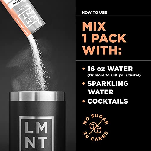 LMNT Zero-Sugar Electrolytes - Grapefruit Salt - Hydration Powder Packets | No Dodgy