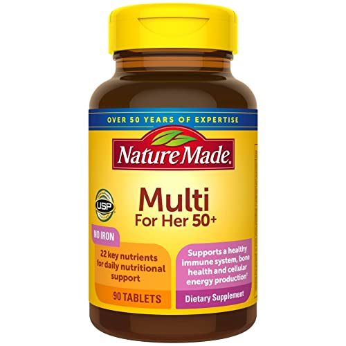 Nature Made Multivitamin For Her 50+ with No Iron, Womens Multivitamin for Daily Nutrition